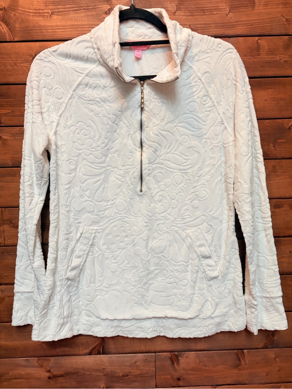 Lilly Pulitzer Women's Quilted Half-Zip Terry Cloth Textured Pullover Popover
